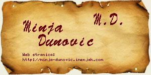 Minja Dunović vizit kartica